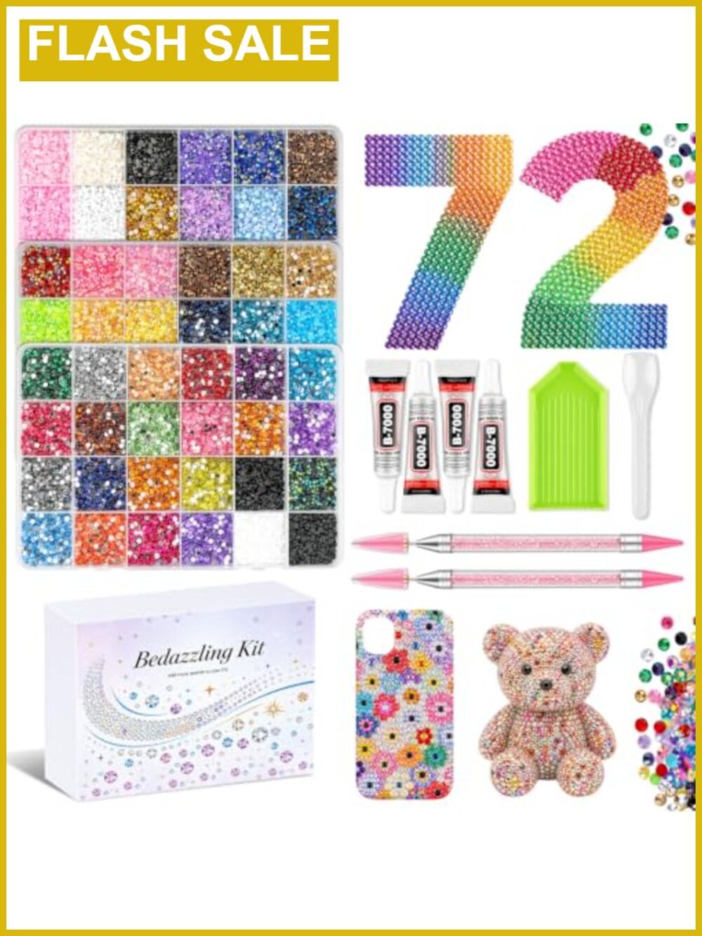 53000Pcs 3mm Jelly Flatback Rhinestones Bedazzling Kit with Glue